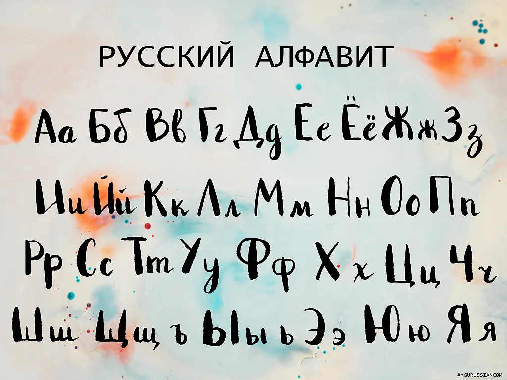 Russian Alphabet Poster in Cursive, Digital Download